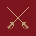 The sword icon. Epee symbol. Flat