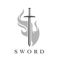 Sword icon with flame logo template Royalty Free Stock Photo