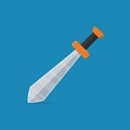 Sword icon in flat style isolated on blue background. Arms