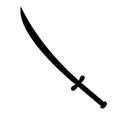 Sword icon. Label of fantasy and medieval weapon. Simple style.