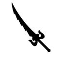 Sword icon. Label of fantasy and medieval weapon. Simple style.