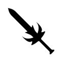 Sword icon. Label of fantasy and medieval weapon. Simple style.