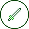 Sword icon line rounded green colour military symbol perfect Royalty Free Stock Photo