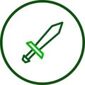 Sword icon line rounded green colour military symbol perfect Royalty Free Stock Photo