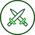 Sword icon line rounded green colour military symbol perfect Royalty Free Stock Photo