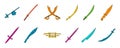 Sword icon set, color outline style