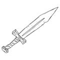 Sword icon. Vector cartoon short sword.