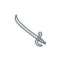 sword icon vector from pirate concept. Thin line illustration of sword editable stroke. sword linear sign for use on web and Royalty Free Stock Photo
