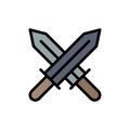 Sword, Ireland, Swords Flat Color Icon. Vector icon banner Template