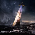Sword and Jesus on the Cross Royalty Free Stock Photo