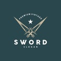 Sword Logo, Fighter War Weapon Vector, Premium Retro Vintage Typography Design Royalty Free Stock Photo