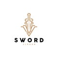 Sword Logo, Fighter War Weapon Vector, Premium Retro Vintage Typography Design Royalty Free Stock Photo