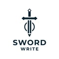 Sword pencil logo vector for business and branding Royalty Free Stock Photo