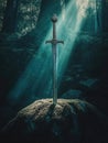 Sword on Rock Woods Royalty Free Stock Photo