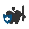 Sword and Shield dental logo Icon Illustration Brand Identity