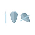 Sword and shield in flat