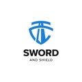 Sword shield justice logo vector inspiration