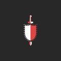 Sword and shield logo, mockup design element for security agency, medieval weapon symbol, emblem knightly tournament