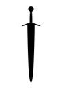 Sword silhouette - vector illustration of medieval sword on a white background Royalty Free Stock Photo