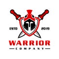 Sword soldier head shield logo design