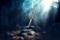 Sword in the stone excalibur Royalty Free Stock Photo