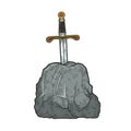 Sword in stone sketch vector illustration Royalty Free Stock Photo