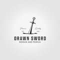 Sword Stuck Logo Icon Vector Vintage Illustration Design Royalty Free Stock Photo