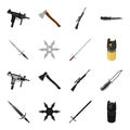 Sword, two-handed sword, gas balloon, shuriken. Weapons set collection icons in black,cartoon style vector symbol stock Royalty Free Stock Photo