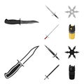Sword, two-handed sword, gas balloon, shuriken. Weapons set collection icons in cartoon,black style vector symbol stock Royalty Free Stock Photo