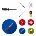 Sword, two-handed sword, gas balloon, shuriken. Weapons set collection icons in cartoon,flat style vector symbol stock Royalty Free Stock Photo