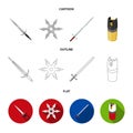 Sword, two-handed sword, gas balloon, shuriken. Weapons set collection icons in cartoon,outline,flat style vector symbol Royalty Free Stock Photo