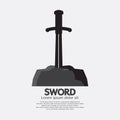Sword That Was Placed on The Stone Platform Symbol Vector