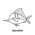 Swordfish line illustration animal vector