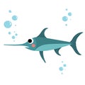 Swordfish animal cartoon character vector illustration