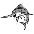 Swordfish Cartoon Illustration Royalty Free Stock Photo