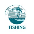 Swordfish fishing emblem