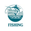 Swordfish fishing emblem