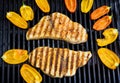 Swordfish on the grill with peppers