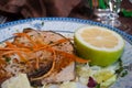 Swordfish grilled with lemon and salad