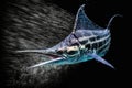 Swordfish Macro Photovery Fast Shutter Speed Volumetric Mobile Wallpaper. Generative AI