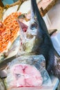 Swordfish for sale at a market Royalty Free Stock Photo