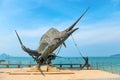Swordfish sculpture at beach