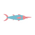 Swordfish, sea animal. An inhabitant of the sea world, a cute underwater creature.
