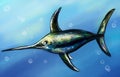 Swordfish underwater sketch