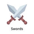 Swords flat vector illustration. Single object. Icon for design on white background Royalty Free Stock Photo