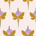 Swords, roses and butterflies in a seamless pattern design Royalty Free Stock Photo
