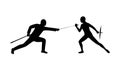 Swordsmen Fighting: Medieval Combat Athletic Skill, vector design Generative AI Royalty Free Stock Photo