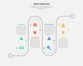 SWOT analysis infographic outline style with 4 point template with roadway journey up and down on line direction for slide