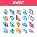 Swot Analysis Strategy Isometric Icons Set Vector