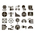 Swot Analysis Strategy Glyph Set Vector